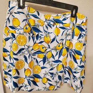 Tail Lemon Print Skirt - Yellow and Blue
